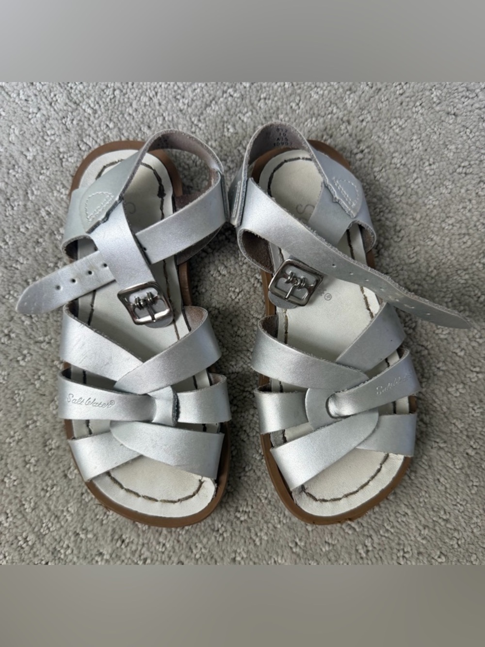 Girls' Metallic Silver Strappy Sandals with Buckle